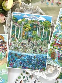 Fantasy 3D Stackable Scene Stickers, Oriental Ancient Fairy Tale & Greek Jungle Ruin Layered Diorama Stickers, Transparent PET Peel And Stick Stickers, DIY Landscape Collage For Journal Scrapbook, Holiday Craft Gift For Adults - A - View 5