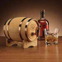 Wooden Barrel Drink Dispenser 0.8L – Decorative Beverage Barrel With Tap And Stand For Home Bar And Parties - View 4