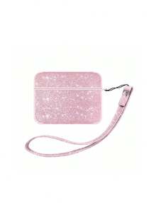 1 ốp tai nghe Bluetooth không dây hình vuông màu trơn phủ bột kim tuyến, tùy chỉnh chữ, kèm dây treo, tương thích với Apple 1, 2, 3, Pro 1, Pro 2 - Nhiều màu - Xem 17