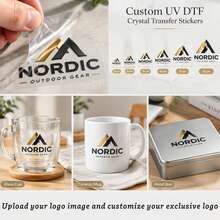 Custom UV DTF Transfer Stickers, Crystal Glossy Logo Stickers, Waterproof & Wear-Resistant, 10/50/100/200PCS For Cups, Notebooks, Cars, Gift Boxes, Windows, Glass Decoration - A - View 7