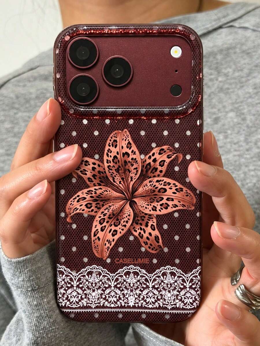 Luxury Leopard Print Flower Floral Lily Lace Glitter Glossy Phone Case ...