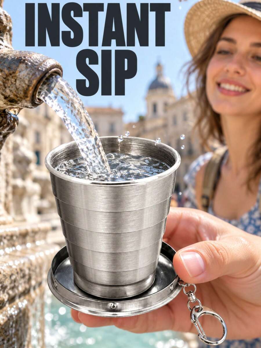 便攜式折疊水杯 男女通用 可重複使用飲水杯 戶外水杯 度假 徒步 旅行 野餐必備配件 露營裝備 夏季海灘 RV 露營車必備用品 郵輪設備