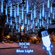 USB Operated Cascading Meteor Shower Lights, Transparent Hanging Tube Icicle LED Strings, Christmas Mantel, Window, Wedding, Holiday Party Decoration - Meteor Shower - View 6
