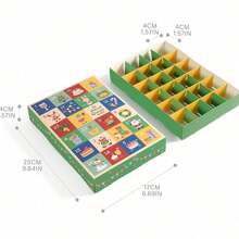 1 Set Colorful Christmas Calendar Packaging Box 24-Slot Gift Box With Christmas Tree, Santa Claus, Snowman, Wreath, Reindeer And Other Christmas System Patterns, Suitable For Christmas Gift Packaging And Decoration Box - View 8