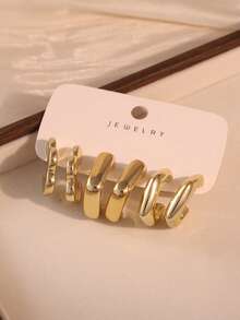 6pcs-12pcs New Premium Gold C-Shaped Stud Earrings Elegant Ear Jewelry - Gold - View 4