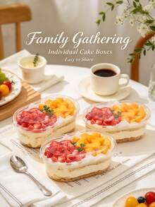 Burnt Fairy Grass Box Fruit Fishing Box Soy Milk Mille Crepe Cake Mousse Box Transparent Ice Cream Box 40pcs - White - View 1