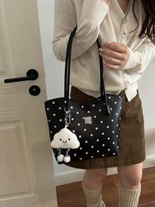 2026 Autumn New Fashion Personalized Design Polka Dot Niche Large Capacity Lightweight Women's Shoulder Bag - Black - View 7
