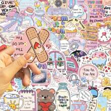 50pcs Heartwarming And Inspiring Waterproof Cartoon Stickers, Cute Vinyl Decals, Suitable For Water Bottle, Laptop, Scrapbook, Luggage, DIY Decor. - Multicolor - View 5