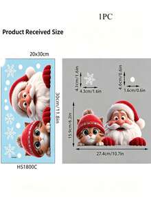 1pc Delightful Christmas Window Clings With Static Adhesion Double Sided Xmas Glass Decals For Homemakers And Retailers Removable Santa Window Stickers For Glass Door Showcase Display Holiday Glass Decals Home Room Decor Christmas Window Decals - Multiple Styles - View 18