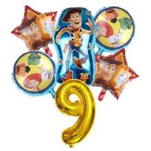 Cartoon Cowboy Character Foil Balloon Set, Star Round Pattern Balloons With Gold Large Number Balloon, Themed Birthday Party Decoration Supplies - View 9