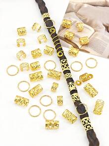 42pcs Golden Hair Ring Dreadlocks1 Set,Party Braided Hair Clips Hair Accessories Loc Hair Jewelry For Braids For Women Boho - Gold - View 4