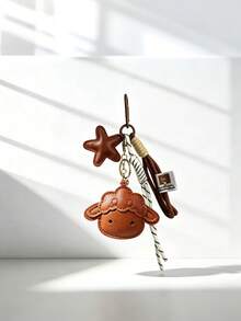 Yogodlns Fashionable Cute PU Leather Goat Shaped Keychain, Goat Cartoon Sheep Shaped Coin Purse Mini Wallet Zipper Bag Pendant Key Storage Bag Accessory - Multicolor - View 3