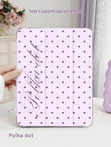 1件芋紫色波點平板保護殼，可客製文字/個性化文字，適用於 iPad Mini6/Mini7/10.2/10.5/10.9 (Air4-Air8)/Pro 11/10th Gen/A16/Pro 11 2024 機型，彩繪圖案平板殼配透明壓克力背殼，三折支架，自動休眠/喚醒，內建筆槽，不含筆，部分機型附相機框 - 蒟蒻紫 - 查看 1