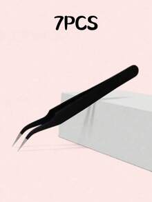1/2/3/4/5/6/7/8/9/10pcs Black Minimalist Eyelash Tweezers, Straight And Angled Tip Design, Two Tip Options, Precision Crafted, Easily Meets Various Needs. Thickened Steel Material, High Hardness, Good Elasticity, Durable. Comes With Protective Cover - Black - View 13