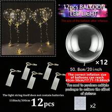 12个/24个（6个/12个气球+6个/12个灯串）发光LED透明泡泡球，配3米LED灯串和20英寸泡泡球（不含电池），派对灯光套装包含气球、胶点，适用于生日装饰、房间装饰、婚礼、情人节、母亲节、2026毕业派对、节日氛围装饰。 - 燈串 - 查看 17