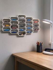 Hexagon Floating Shelf, Nordic Style Wall-Mounted Storage Rack, Creative Geometric Decorative Shelf, Suitable For Living Room And Entryway, Black Hexagon Wall Storage Shelf, Furniture Wall Decor Storage Rack, Book Display Decorative Shelf - Multicolor - View 5