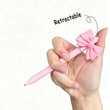 24pcs Pink Bow Retractable Ballpoint Pens, Black Ink Smooth Writing Stationery, Office Supplies, Back To School, Party Favors - Multicolor - View 4