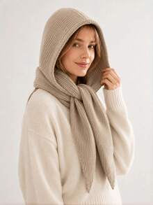 1pc Women's Warm Knitted Hat Scarf Headwear Neck Warmer, Autumn/Winter - Multicolor - View 3