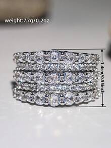 1 chiếc nhẫn nữ đính đá Cubic Zirconia quyến rũ, trang sức cho đám cưới, đính hôn, tiệc tùng, quà tặng Valentine - 1 # - Xem 6