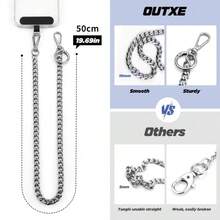 Heavy Duty Anti-Theft Metal Phone Lanyard Belt With Adhesive Patch, Multi-Functional Pants Chain For Wallet & Keys, Universal Anti-Lost Phone Strap For Most Smartphones - Silver - View 2
