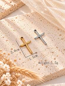 10pcs 18K Gold Plated 3D Oil-Pressed Cross Pendant Set, Minimalist Style DIY Charm For Necklace, Bracelet, Anklet, Earrings Accessories - Multicolor - View 6