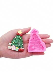1pc Pink Liquid Silicone Material Silicone Mold Christmas Tree Resin Accessories Silicone Mold For Making Plaster Aromatherapy Christmas Decoration Stickers Fridge Magnets And Other Handmade Art Crafts - Christmas Tree - View 12