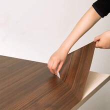 1M/3M/5M Walnut Wood Grain Background Decorative Cabinet Table And Chair Renovation Wallpaper - Brown - View 5