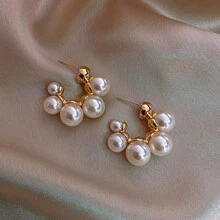 1 Pair Pearl Hoop Earrings Suitable For Daily Wear - Multicolor - View 3