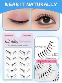 5 Pairs Cartoon Eye Little Devil Invisible Band Natural Big Eye Eyelashes, Fresh Sweet Tapered Faux Mink Hair, Soft Lightweight Comfortable For Date Party - Black - View 5