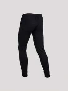 Norcotton 2pcs Men's Cotton Front Opening Black Pajama Pants - Black - View 3