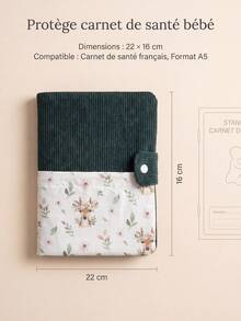 Baby Health Record Book Cover, Soft Corduroy A5 Notebook Cover, Fabric Protective Sleeve For Journal Planner, Newborn Baby Gift - Multicolor - View 2