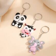 3pcs New Creative Popular Cute Elephant Keychain, Street Party Car Key, Clothing Bag Accessory, Graduation Gift For Friends, Daily Wear Panda Pendant Small Gift - Multicolor - View 7