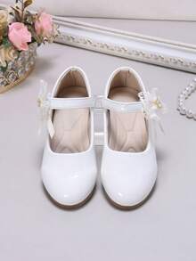 Giày búp bê công chúa đế bệt bóng cho bé gái, phối lưới hoa, đế mềm chống trượt, giày đa năng cho bé gái đi tiệc và biểu diễn - trắng - Xem 5