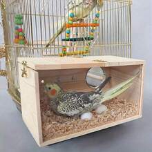 1pc Random Color/Style Outdoor Garden Decor Bird House, Transparent View Wooden Breeding Box For Xuanfeng Tiger Parakeet, Small/Medium/Large Bird Nest - A - View 1
