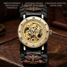 Vintage Style Hollow Mechanical Wristwatch, Suitable For Themed Parties And Short Trips, Creates A Retro-Atmosphere Wrist Accessory - Black - View 1