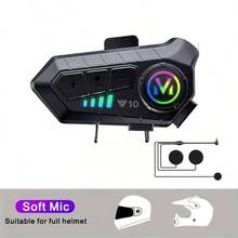 Ruancheng Tai nghe Bluetooth cho mũ bảo hiểm mô tô Y10, dễ lắp đặt, nghe nhạc và trả lời cuộc gọi khi lái xe, Bluetooth 5.3 giảm tiếng ồn, chống nước IP66, pin 400mAh chờ lâu - Y10-Mềm-400mAh - Xem 7