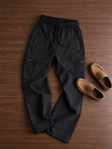 Men's Spring/Autumn New Drawstring Fashion Casual Sports Cargo Pants, Unisex, Suitable For Spring/Autumn - Black - View 10