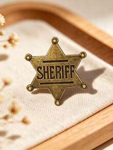 1pc [Promotion] Gold And Silver Metal Sheriff And Deputy Sheriff Badge - Vintage Style Star Badge For Roleplay And Collection - Multicolor - View 7