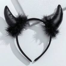 1pc Halloween Atmosphere Horn Headband - Black - View 1