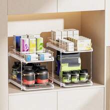 2-Tier Multifunctional Bathroom Sink Under Storage Rack And Organizer, Stackable Kitchen Pantry Storage Shelf, Pull-Out Medicine Cabinet Organizer With Removable Shelves - Universal - View 4