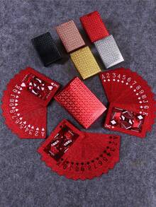 54pcs Romantic Red & Gold Pattern PVC Waterproof Matte Texture Playing Cards, Magic Set, Wedding Party Birthday Holiday Party Game Tabletop Gift Collection - Red - View 1