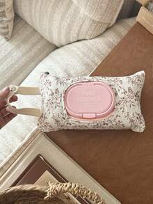1Pc Floral Quilted Wet Wipes Storage Bag With Handle, Portable Reusable Tissue Dispenser Pouch For Mom Travel Daily Use - Multicolor - View 5