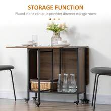 Six-Person Drop Leaf Dining Table - Brown/Black - Brown + Engineered Wood - View 5