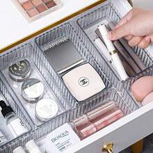 7/10X Drawer Organiser Set Clear Makeup Trays Plastic Desk Drawer Dividers Boxes - VJN0478-10 - View 7