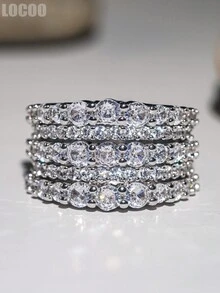 1 chiếc nhẫn nữ đính đá Cubic Zirconia quyến rũ, trang sức cho đám cưới, đính hôn, tiệc tùng, quà tặng Valentine - 1 # - Xem 8