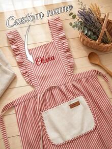 Customizable Kitchen Apron - Personalized Design, Photo Or Text - Woven Polyester Cooking Apron, Washable, Warm, Customized, Unique, Personalized, Ideal Gift For Boyfriend, Girlfriend, Family, Friends, Suitable For Sofa, Bed, Car, Tea Room, Bedroom, Living Room, Bathroom, Dining Room And Other Places. - Multicolor - View 3