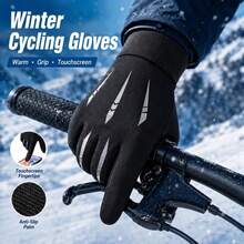 Men's Winter Touchscreen Gloves, Non-Slip Reflective Warm Brushed Lining Full Finger Sports Gloves With Grip Palm And Elastic Cuff, Suitable For Cold Weather Running, Jogging, Walking, Commuting, Daily Wear, Gift - Multicolor - View 4