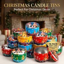 HIZTGHC 8pcs Christmas Print Empty Metal Candle Jars With Lids, Multiple Holiday Pattern Candle Jars, DIY Candle Making Containers, Suitable For Christmas Home Decor, Christmas Gifts, Room Decor, Home Decor And Holiday Craft Projects - Christmas Style 8PCS - View 9