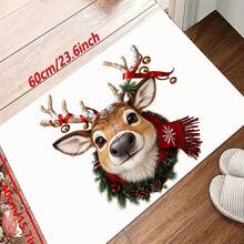 1pc New Christmas Best-Seller - Daily Decor - Holiday Decor - Christmas - Cute Reindeer Rug, Suitable For Living Room, Bedroom, Indoor - Machine Washable - Flannel Material, Soft Touch, Skin-Friendly, No Pilling, Easy Care, Odorless - Perfect For Home Decor, Room Decor, Living Room Rug, Bedroom Rug, Bathroom Rug, Kitchen Rug, Area Rug, Hotel Decor - Area Rug, All Season - Multicolor - View 12