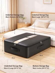 Heavy Duty Waterproof Underbed Storage Bag, Durable Textured Material, Reinforced Stitching, Multiple Handles For Easy Access, Stackable Flat Design, Suitable For Seasonal Clothing And Bedding, Ideal For Home Closet And Dorm Storage - Multicolor - View 7